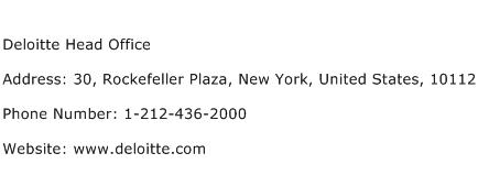 Deloitte Head Office Address Contact Number