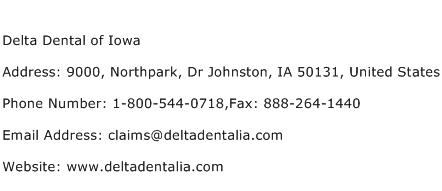 Delta Dental of Iowa Address Contact Number