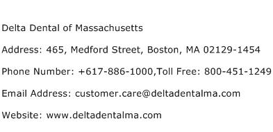 Delta Dental of Massachusetts Address Contact Number
