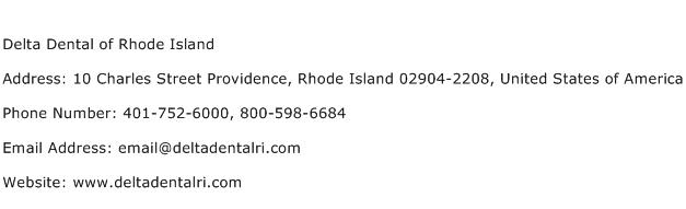 Delta Dental of Rhode Island Address Contact Number