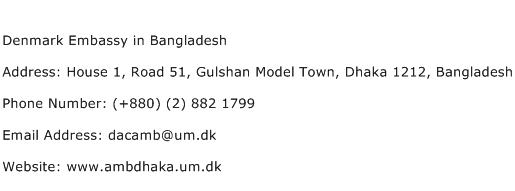 Denmark Embassy in Bangladesh Address Contact Number