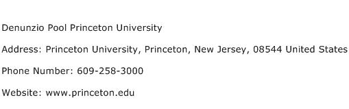 Denunzio Pool Princeton University Address Contact Number