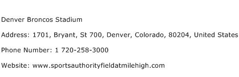 Denver Broncos Stadium Address Contact Number