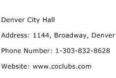 Denver City Hall Address Contact Number