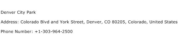 Denver City Park Address Contact Number
