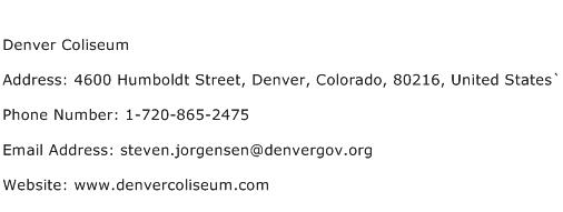 Denver Coliseum Address Contact Number