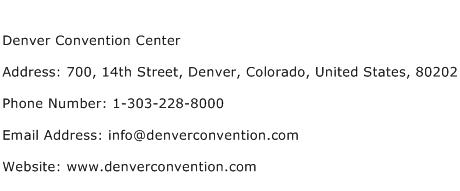 Denver Convention Center Address Contact Number