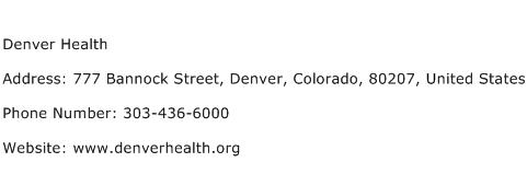 Denver Health Address Contact Number