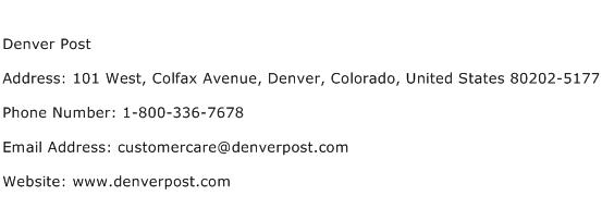 Denver Post Address Contact Number
