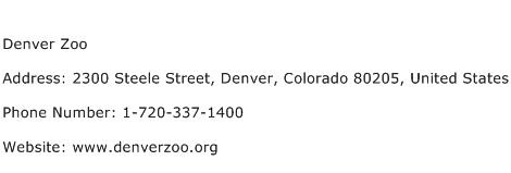 Denver Zoo Address Contact Number