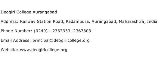 Deogiri College Aurangabad Address Contact Number