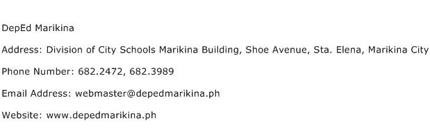 DepEd Marikina Address Contact Number