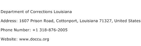 Department of Corrections Louisiana Address Contact Number