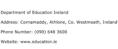Department of Education Ireland Address Contact Number