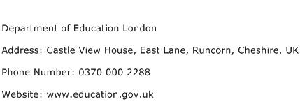 Department of Education London Address Contact Number
