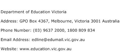 Department of Education Victoria Address Contact Number