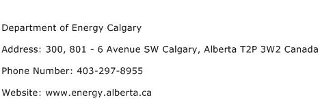 Department of Energy Calgary Address Contact Number