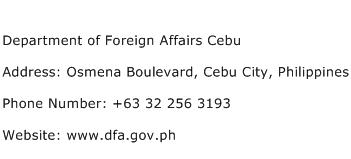 Department of Foreign Affairs Cebu Address Contact Number