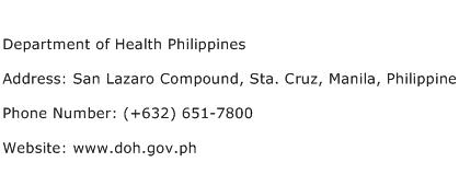 Department of Health Philippines Address Contact Number