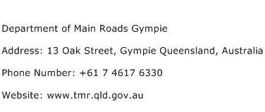 Department of Main Roads Gympie Address Contact Number
