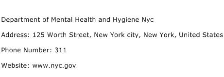 Department of Mental Health and Hygiene Nyc Address Contact Number