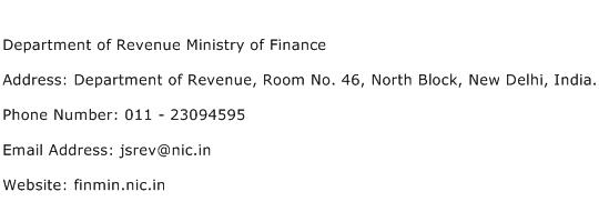 Department of Revenue Ministry of Finance Address Contact Number