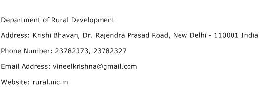 Department of Rural Development Address Contact Number