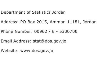 Department of Statistics Jordan Address Contact Number
