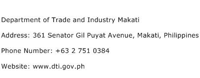 Department of Trade and Industry Makati Address Contact Number