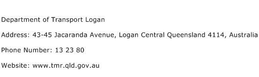 Department of Transport Logan Address Contact Number