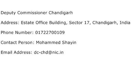 Deputy Commissioner Chandigarh Address Contact Number