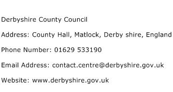Derbyshire County Council Address Contact Number