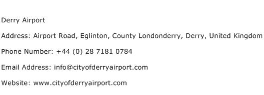 Derry Airport Address Contact Number