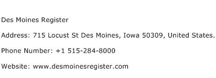 Des Moines Register Address Contact Number