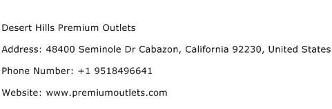 Desert Hills Premium Outlets Address Contact Number