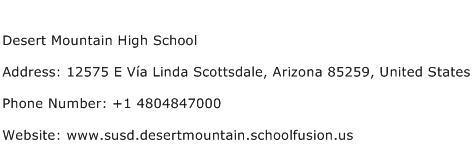 Desert Mountain High School Address Contact Number