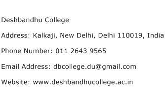 Deshbandhu College Address Contact Number