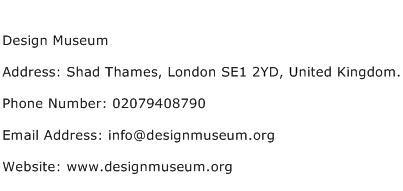 Design Museum Address Contact Number