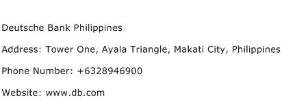 Deutsche Bank Philippines Address Contact Number