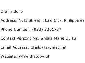 Dfa in Iloilo Address Contact Number