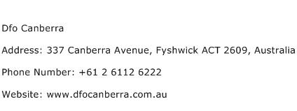 Dfo Canberra Address Contact Number