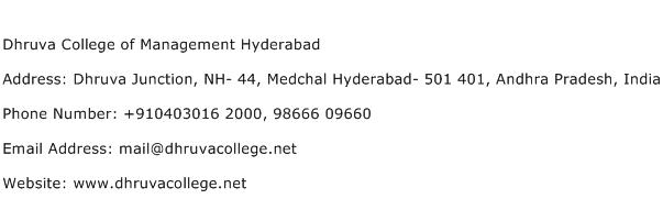 Dhruva College of Management Hyderabad Address Contact Number