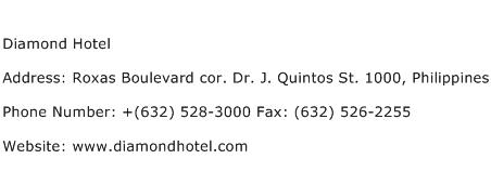 Diamond Hotel Address Contact Number