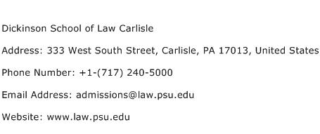 Dickinson School of Law Carlisle Address Contact Number