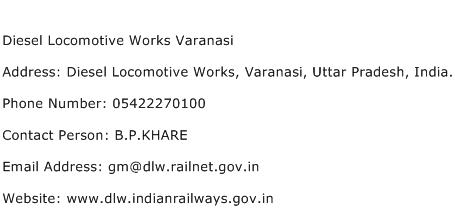 Diesel Locomotive Works Varanasi Address Contact Number