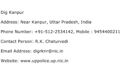 Dig Kanpur Address Contact Number
