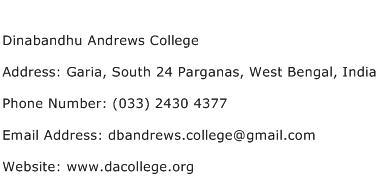 Dinabandhu Andrews College Address Contact Number