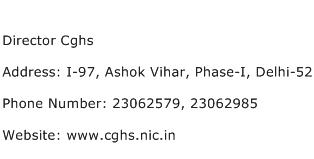 Director Cghs Address Contact Number