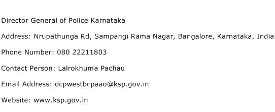 Director General of Police Karnataka Address Contact Number