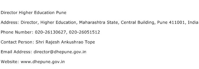 Director Higher Education Pune Address Contact Number